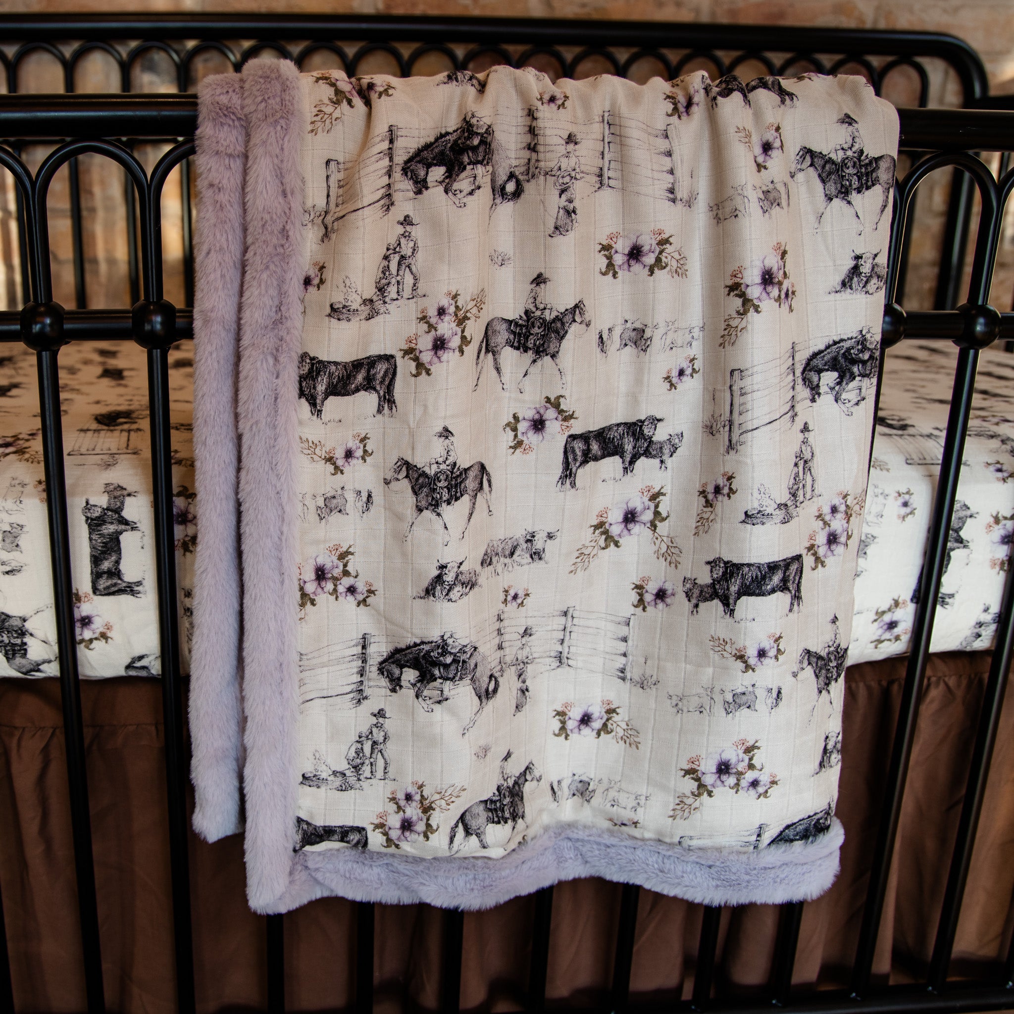 Western Serenity Bamboo Muslin Minky Blanket