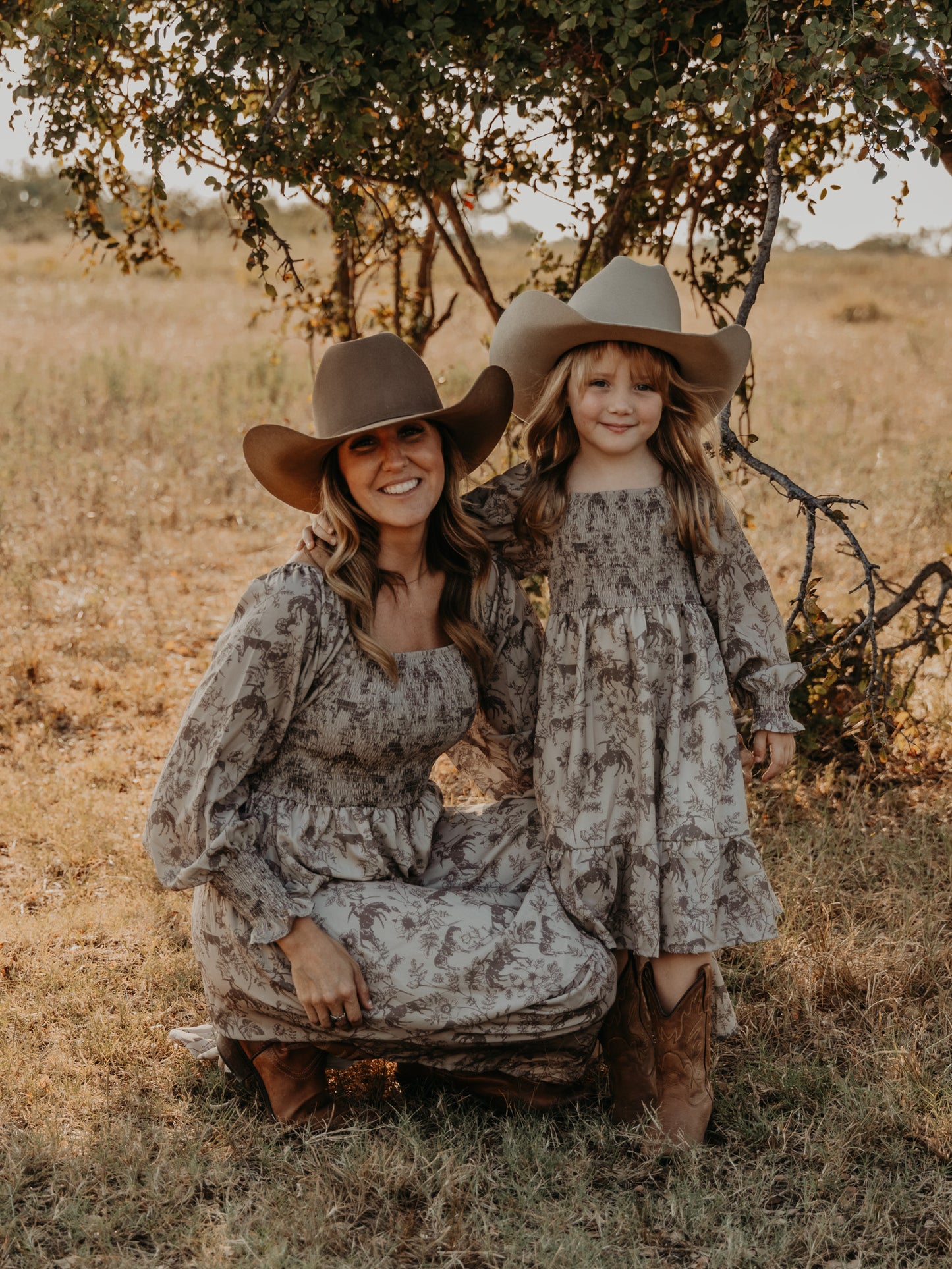 Western Daydream Tan/Brown Dress (infant-adult)
