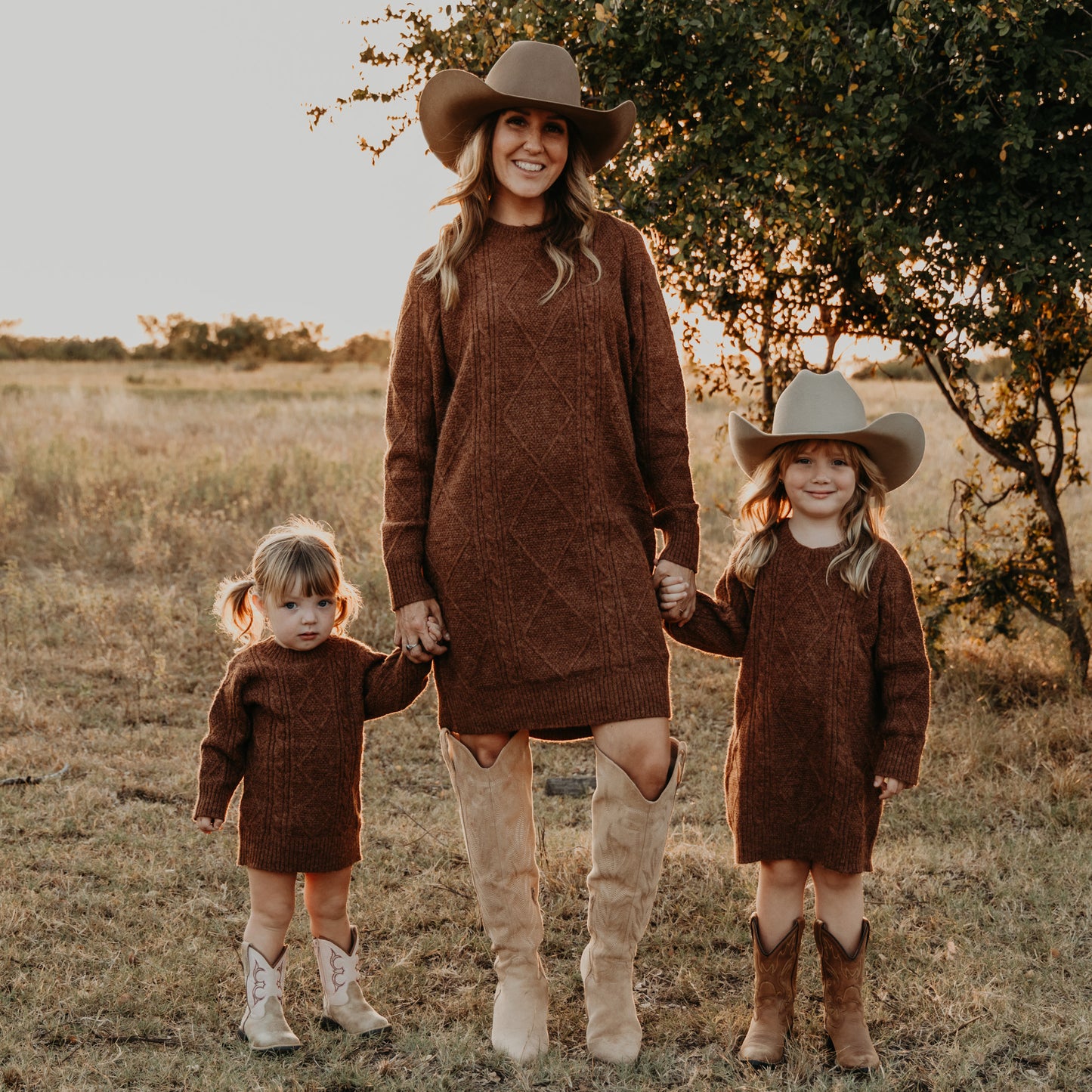 Cable Knit Sweater Dress in Rust (toddler-adult)