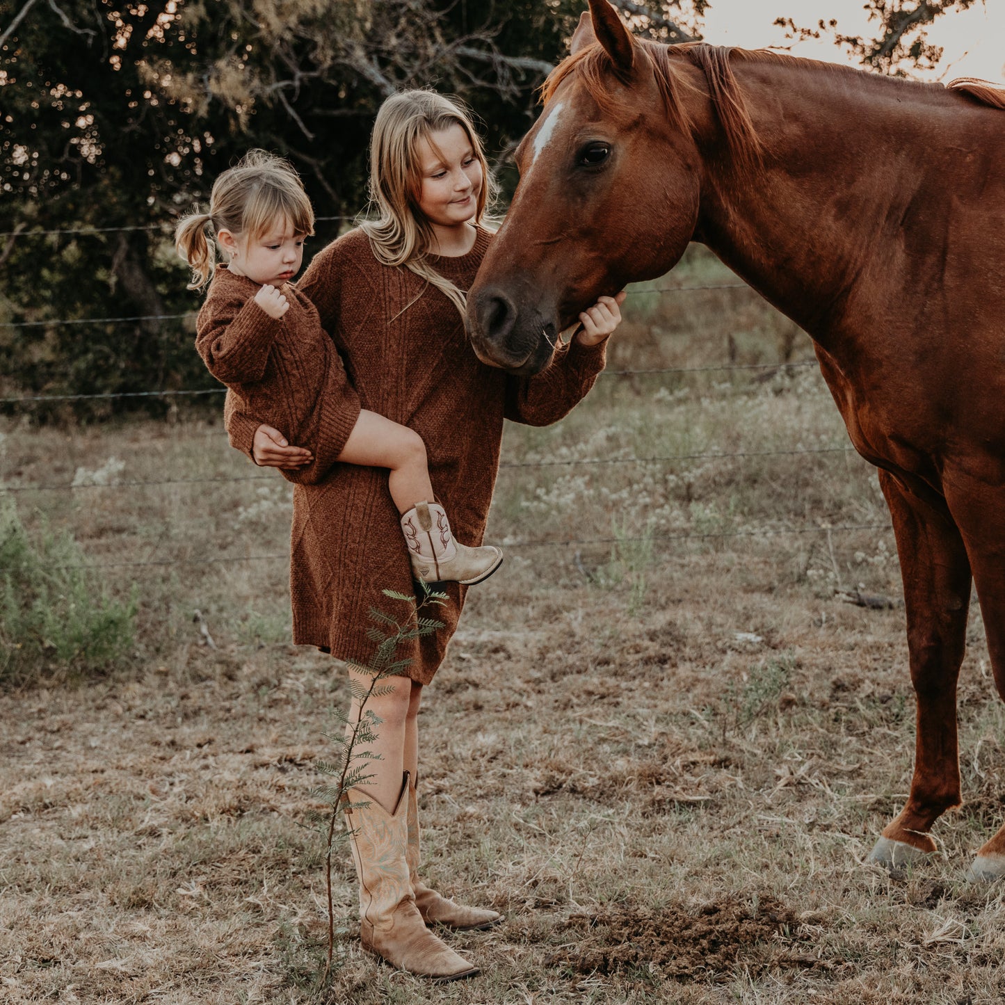 Cable Knit Sweater Dress in Rust (toddler-adult)