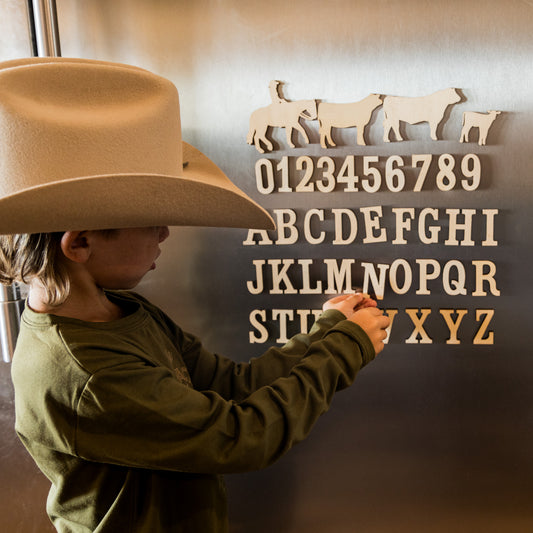 Alphabet, Numbers, & Cattle Drive Magnet Set (40 Pieces)