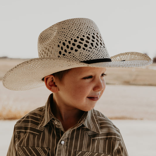 Basket Weave Ivory Straw Youth Hat