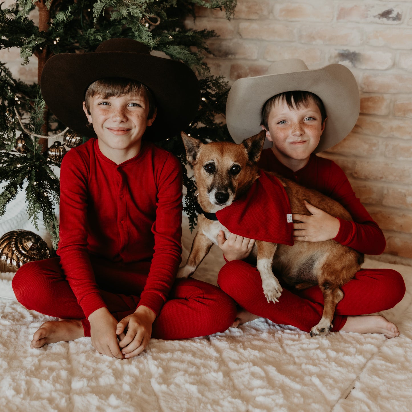 Red Waffle Long John Adjustable Dog Collar with Bandana