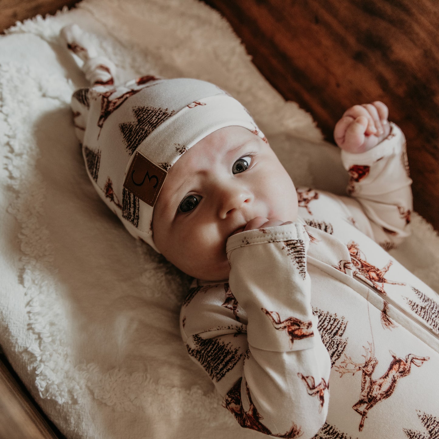 Vintage Beige Cowboy Christmas Folding Feet Jammies