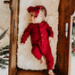 Red Waffle Long John Set with Butt Flap / Rump Roast (Infant-Adult)