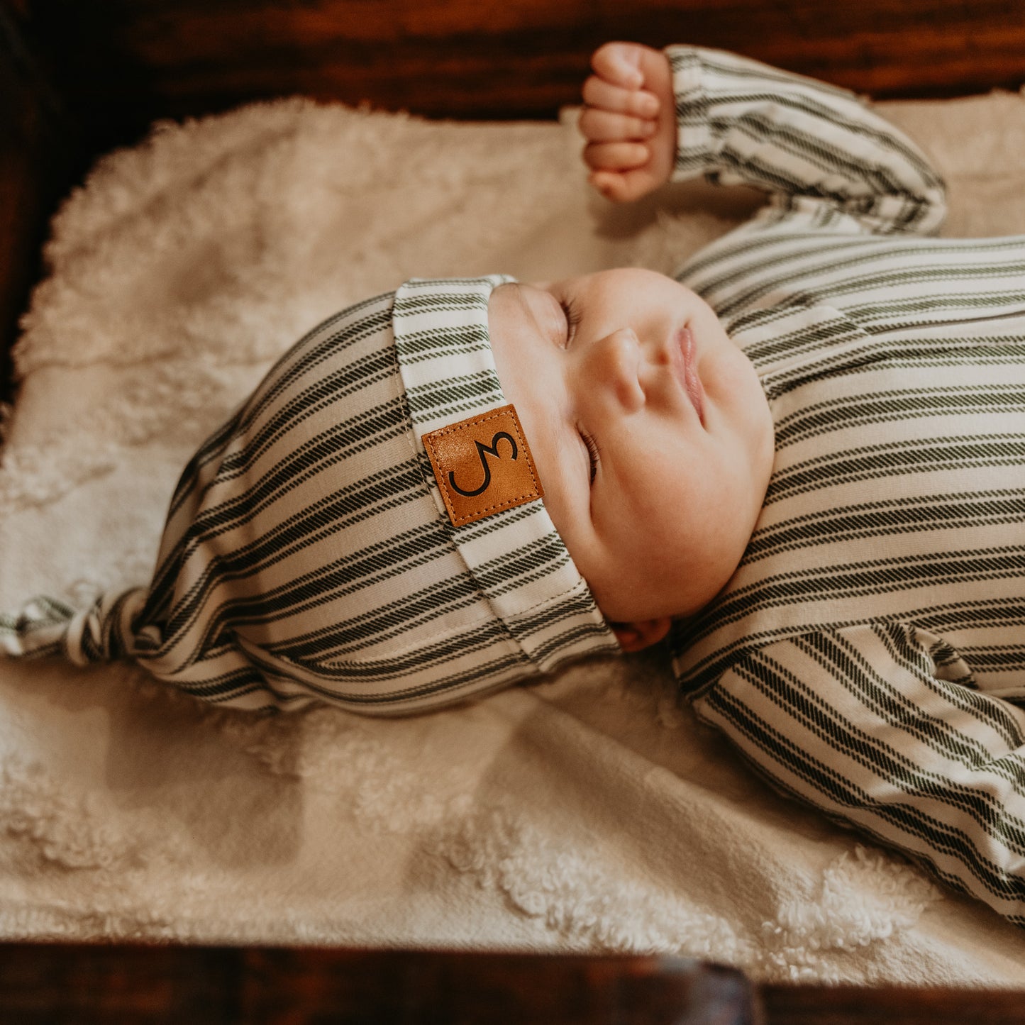 Silent Night Vintage Stripe Christmas Newborn Baby Hat