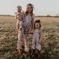 Dusty Rose Boots Cotton Linen Romper / Matching Bow