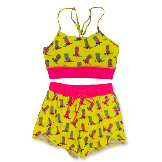 NEON Boots Two Piece Women's Swimsuit with Shorts