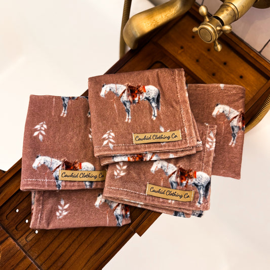 Almond Ranch Horse Set of 5 Washcloths