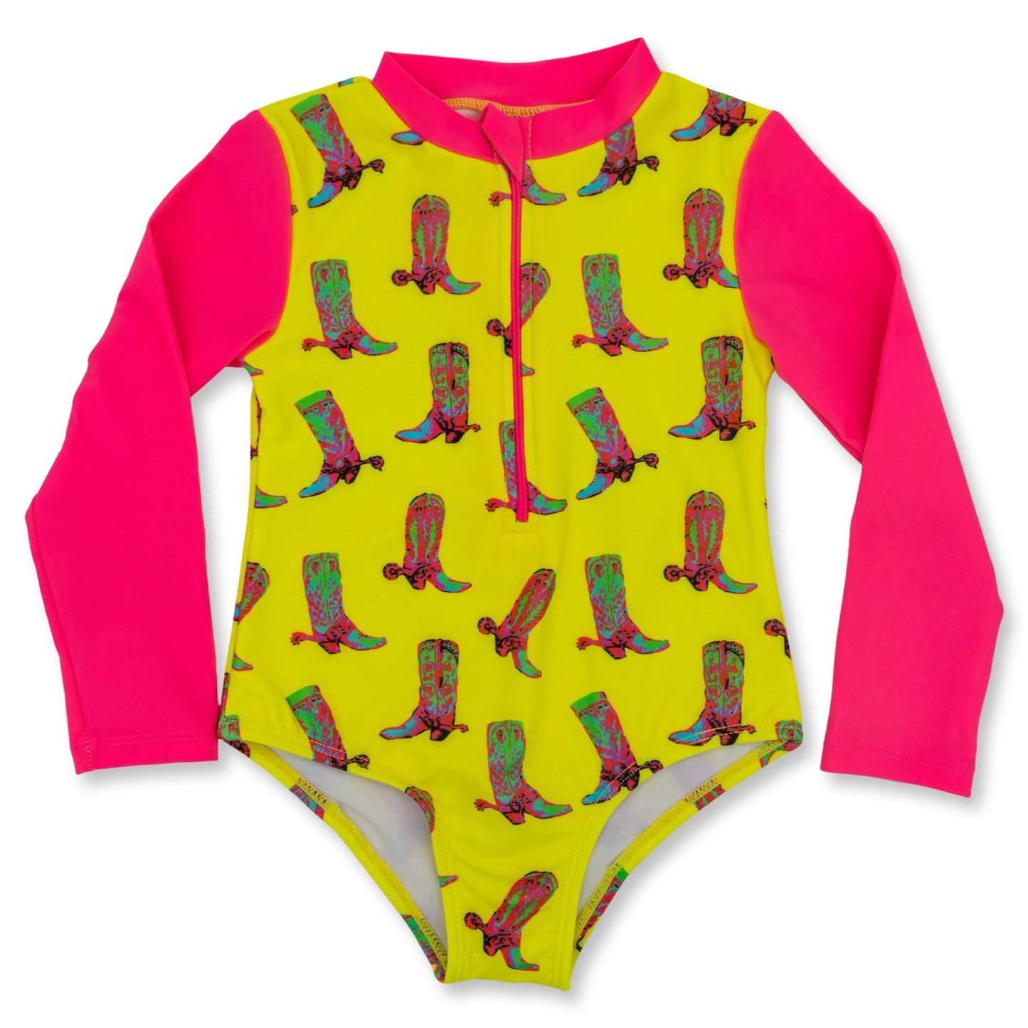 NEON Boots Half Zip Rash Guard One-Piece Swimsuit (infant-youth)