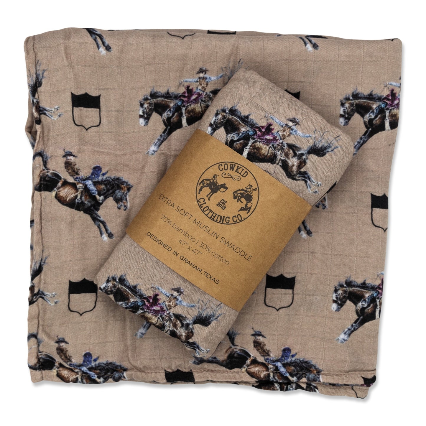 Rodeo Broncs Bamboo Muslin Swaddle
