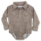Beige Paisley Long Sleeve Pearl Snap Onesie