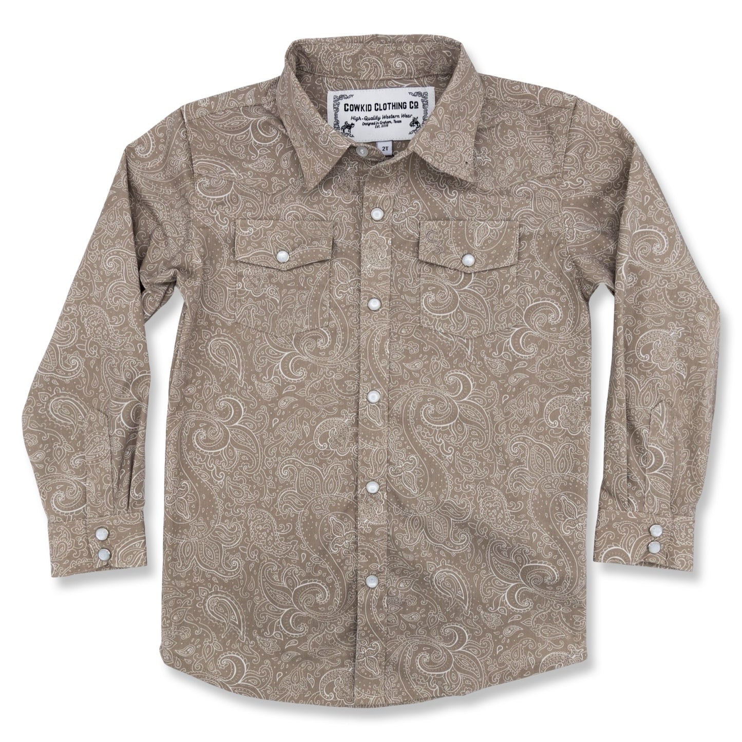 Beige Paisley Long Sleeve Pearl Snap (Toddler-Adult)