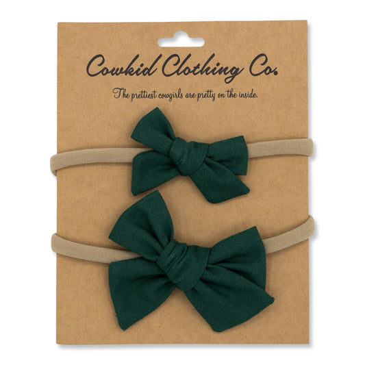 Forrest Green Linen 2-Piece Headband Set