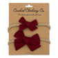 Crimson Red Linen 2-Piece Headband Set