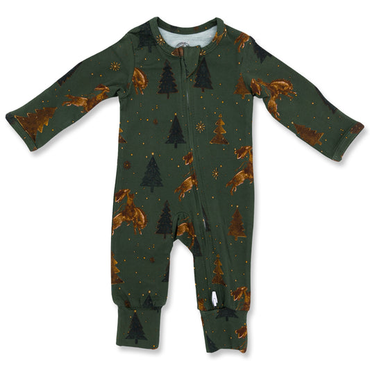 Santa Claus is Coming to the Ranch Christmas Folding Feet Jammies