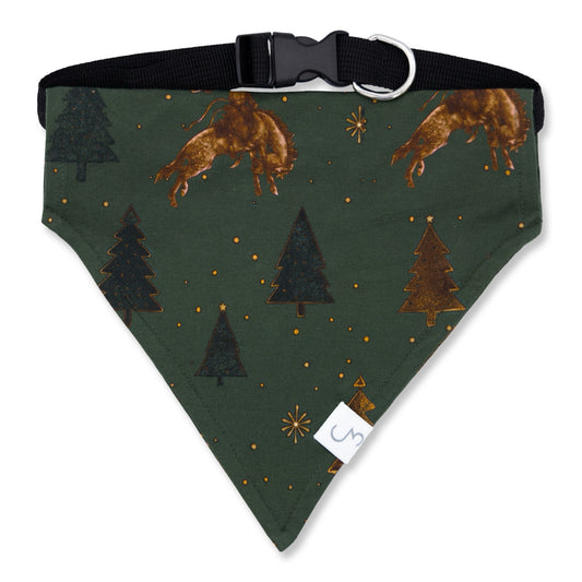 Santa Claus is Coming to the Ranch Christmas Adjustable Dog Collar with Bandana