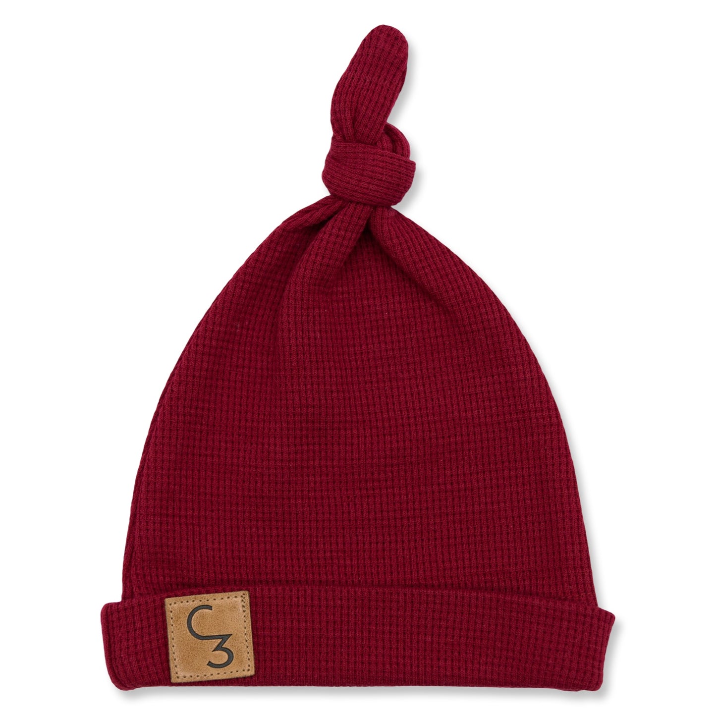 Red Waffle Long John Newborn Baby Hat
