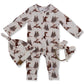 Vintage Beige Cowboy Christmas Folding Feet Jammies