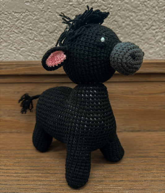 Handmade Crochet Angus Cow Plush