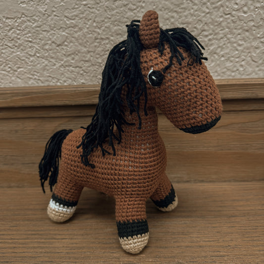 Handmade Crochet Bay Horse Plush