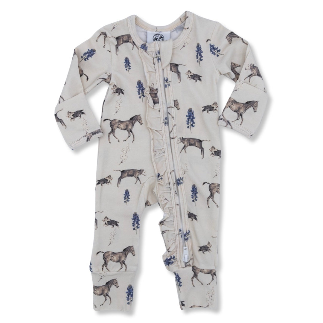 Spring on the Ranch -Ruffled- Folding Feet Jammies