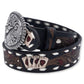 Nocona Belt 1 1/4" Aces White Buck Lace Black