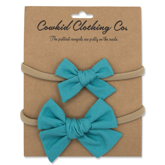 Turquoise Linen 2-Piece Headband Set