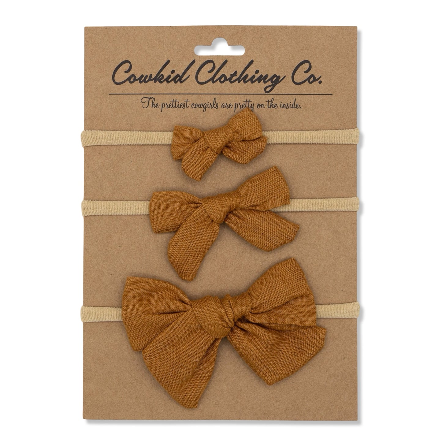 Caramel Linen 3-Piece Headband Set