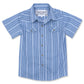 Vintage Blue Stripe Short Sleeve Pearl Snap (Toddler-Adult)