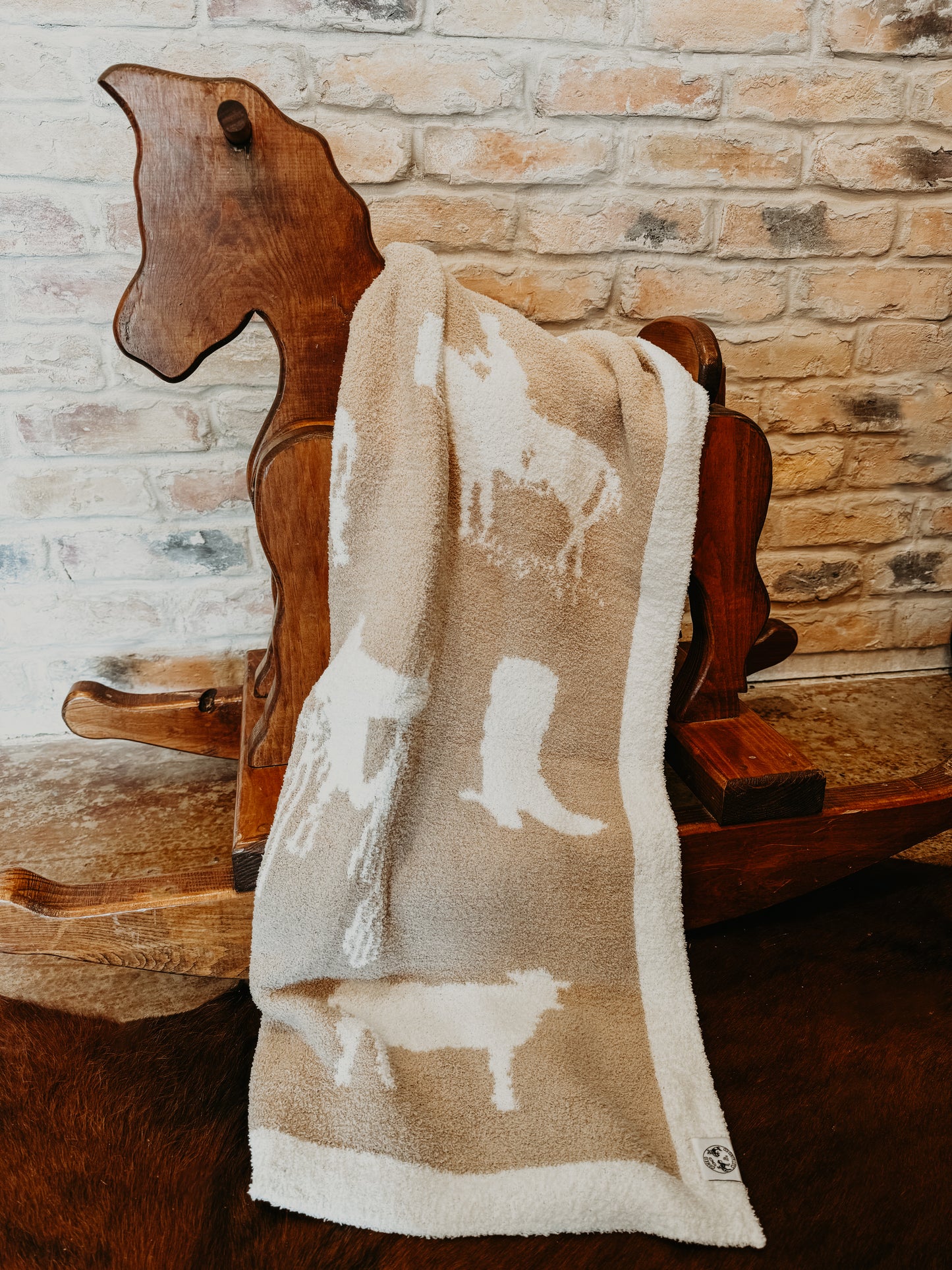 Rustic Roots Soft Plush reversible Baby Blanket