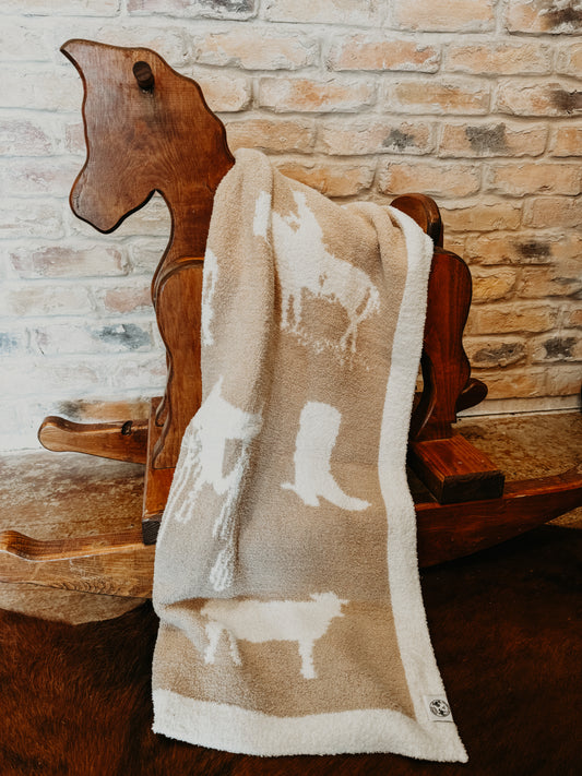 Rustic Roots Soft Plush reversible Baby Blanket