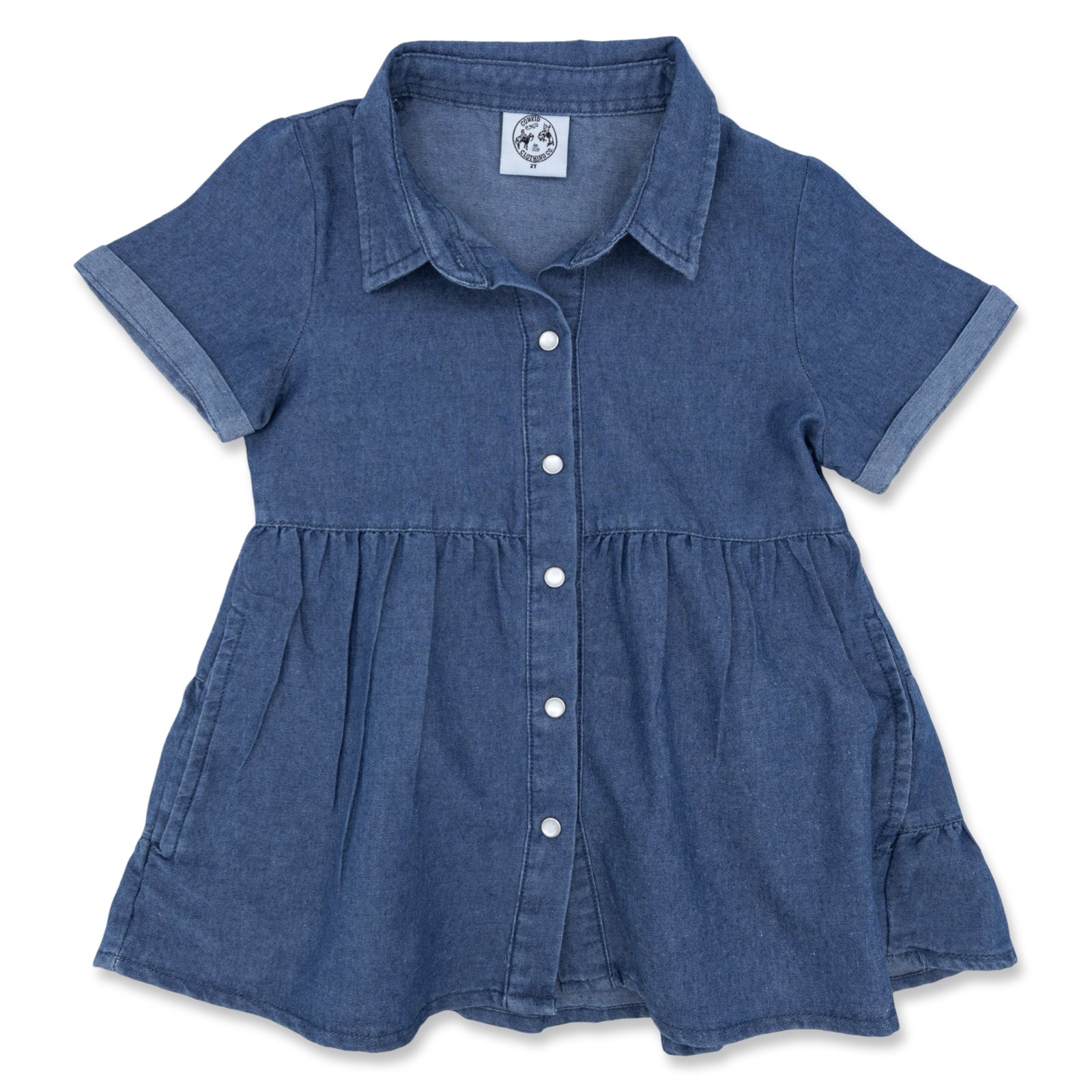 Dark Denim Pearl Snap Dress (Infant-Adult) 6-12 Months