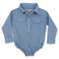 Light Denim Long Sleeve Pearl Snap Onesie