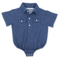 Dark Denim Short Sleeve Pearl Snap Onesie