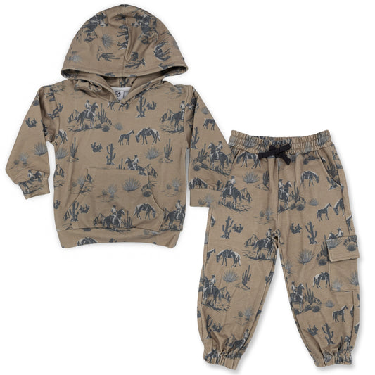 Mustard Cowboy Sweatsuit Hoodie & Pants (infant-youth)