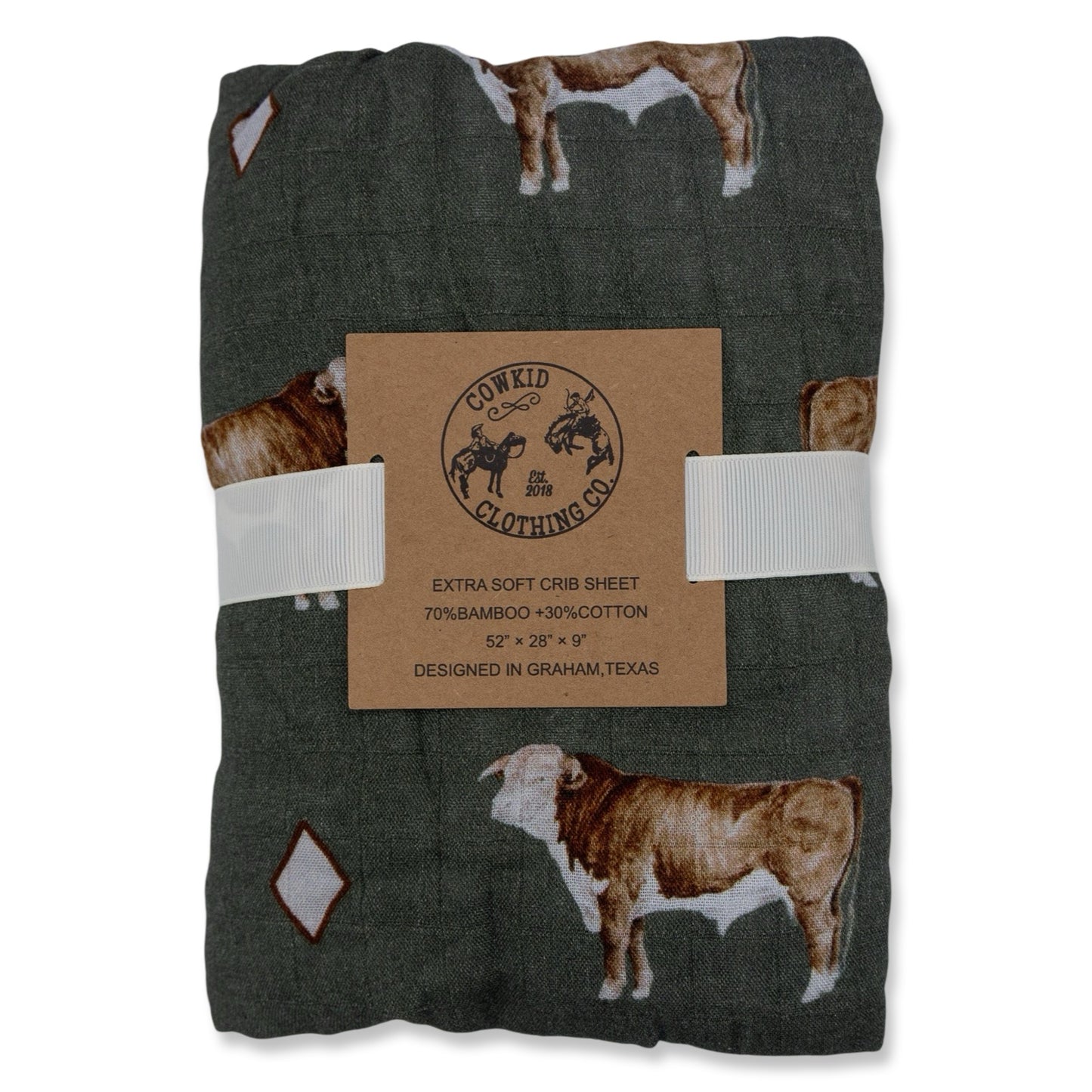 Hereford Bull Bamboo Muslin Crib Sheet