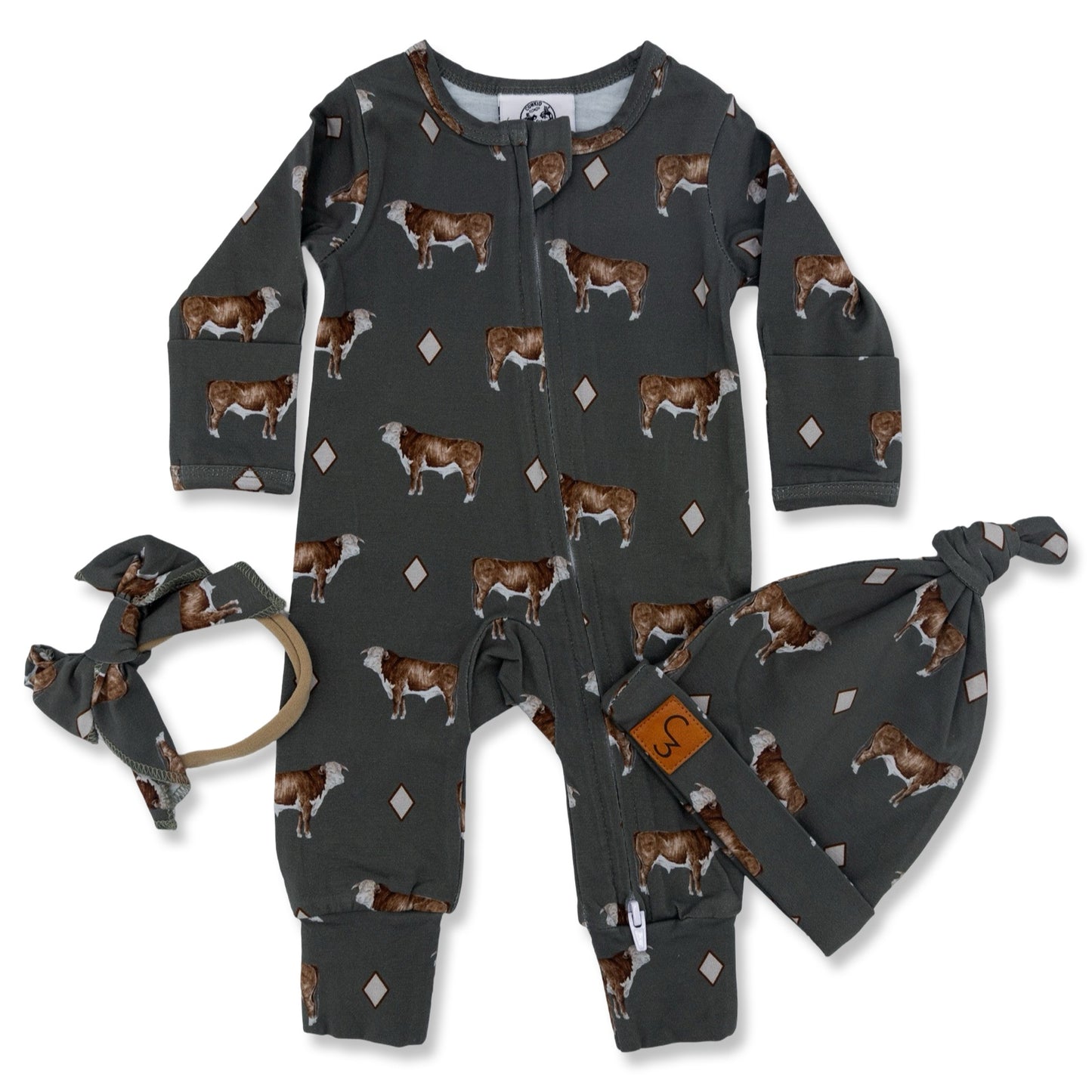 Hereford Bull Folding Feet Jammies