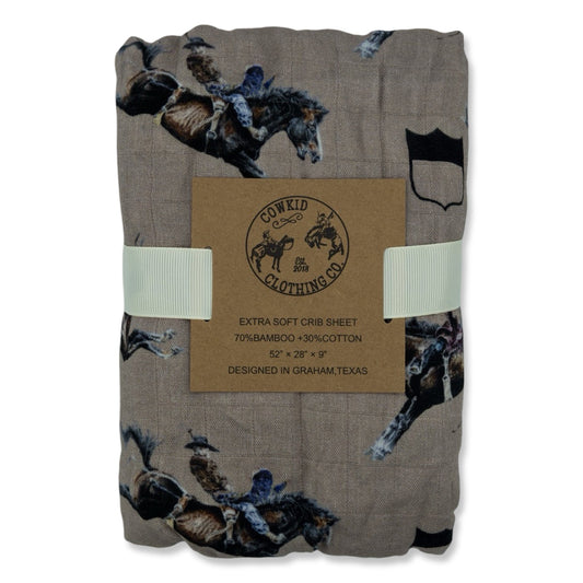 Rodeo Broncs Bamboo Muslin Crib Sheet