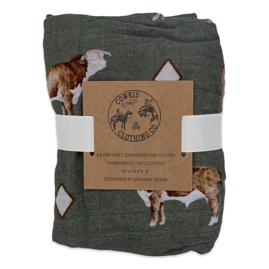 Hereford Bull Bamboo Muslin Changing Pad Cover