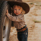 Beige Paisley Long Sleeve Pearl Snap Onesie