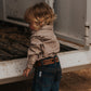 Beige Paisley Long Sleeve Pearl Snap Onesie