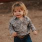 Diamond Floral Long Sleeve Pearl Snap Onesie