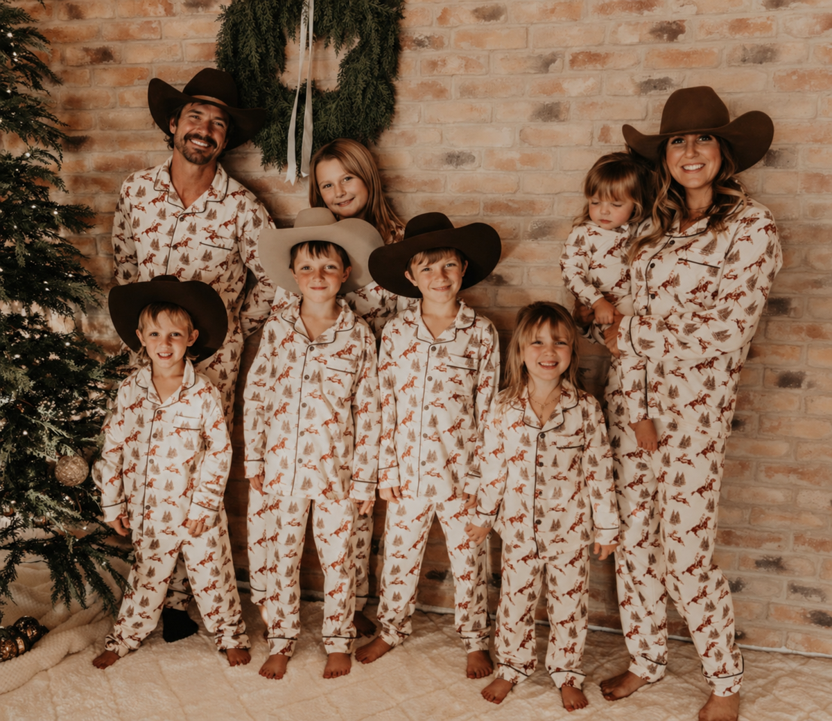 Vintage Beige Cowboy Christmas Set (Toddler-Adult)