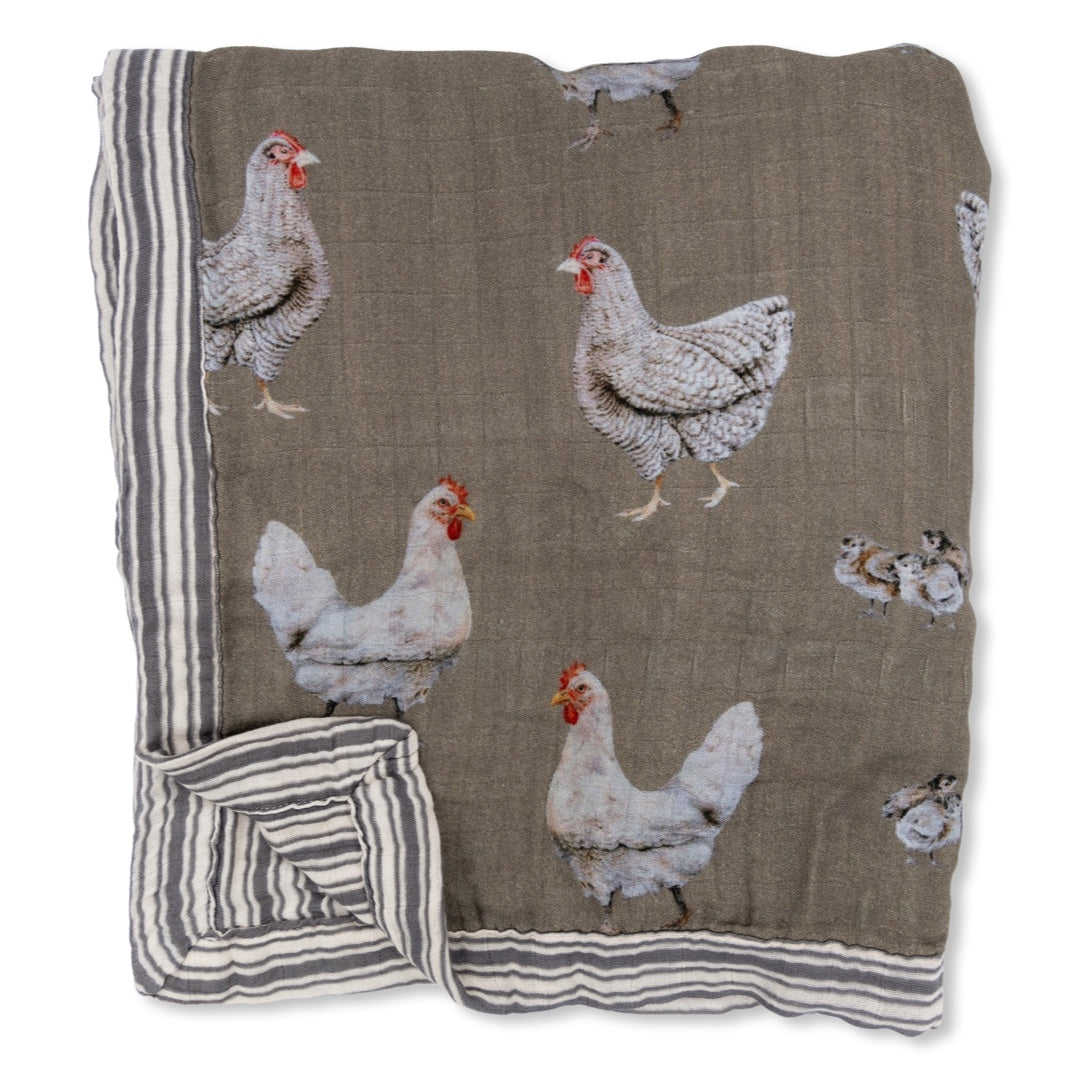 Chicken Bamboo Muslin Blanket