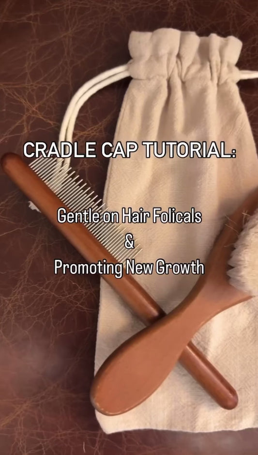 Wooden Hair Brush and Cradle Cap Comb Set