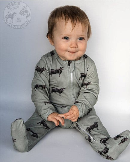 Olive Angus Folding Feet Jammies