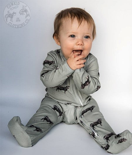 Olive Angus Folding Feet Jammies Cowkid Clothing Company