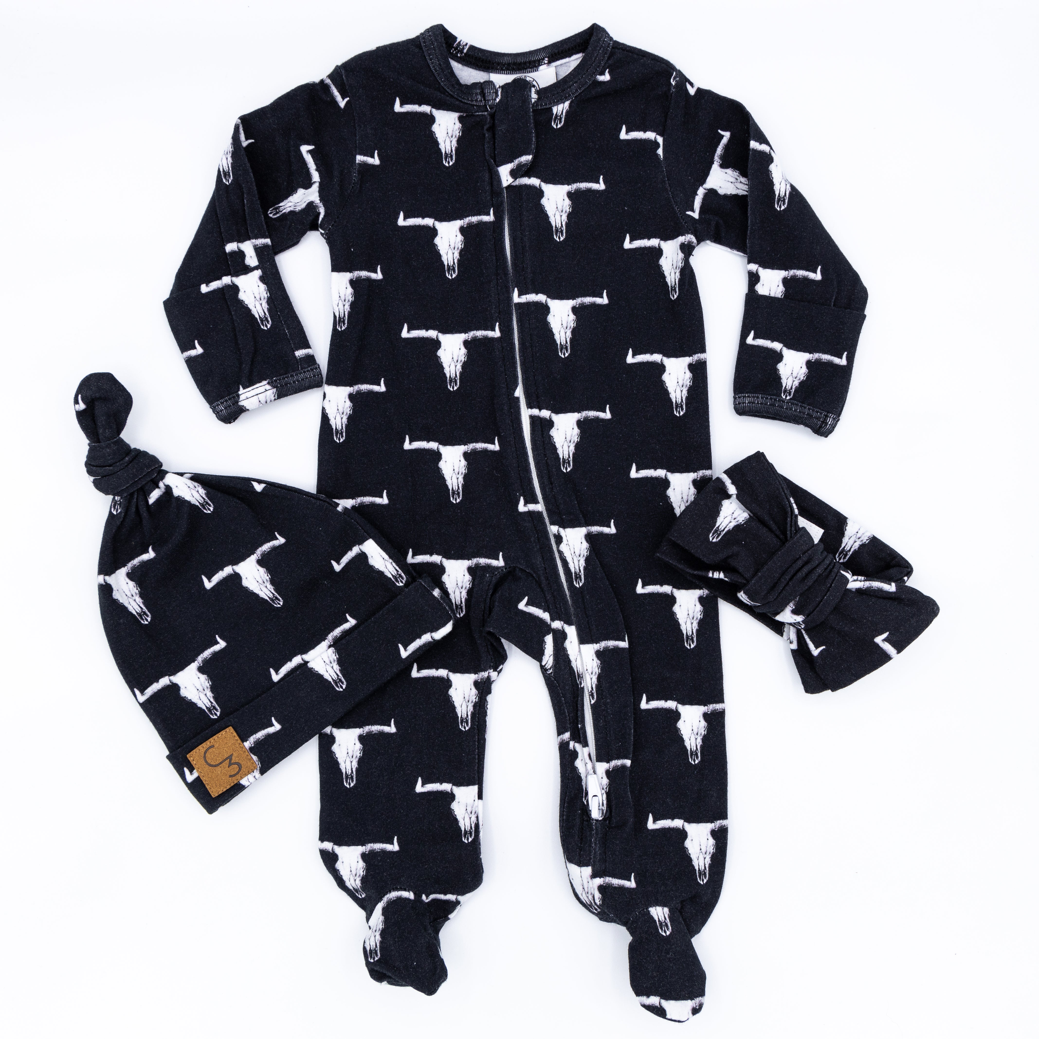 Cow Skull Footed Jammies Cowkid Clothing Company