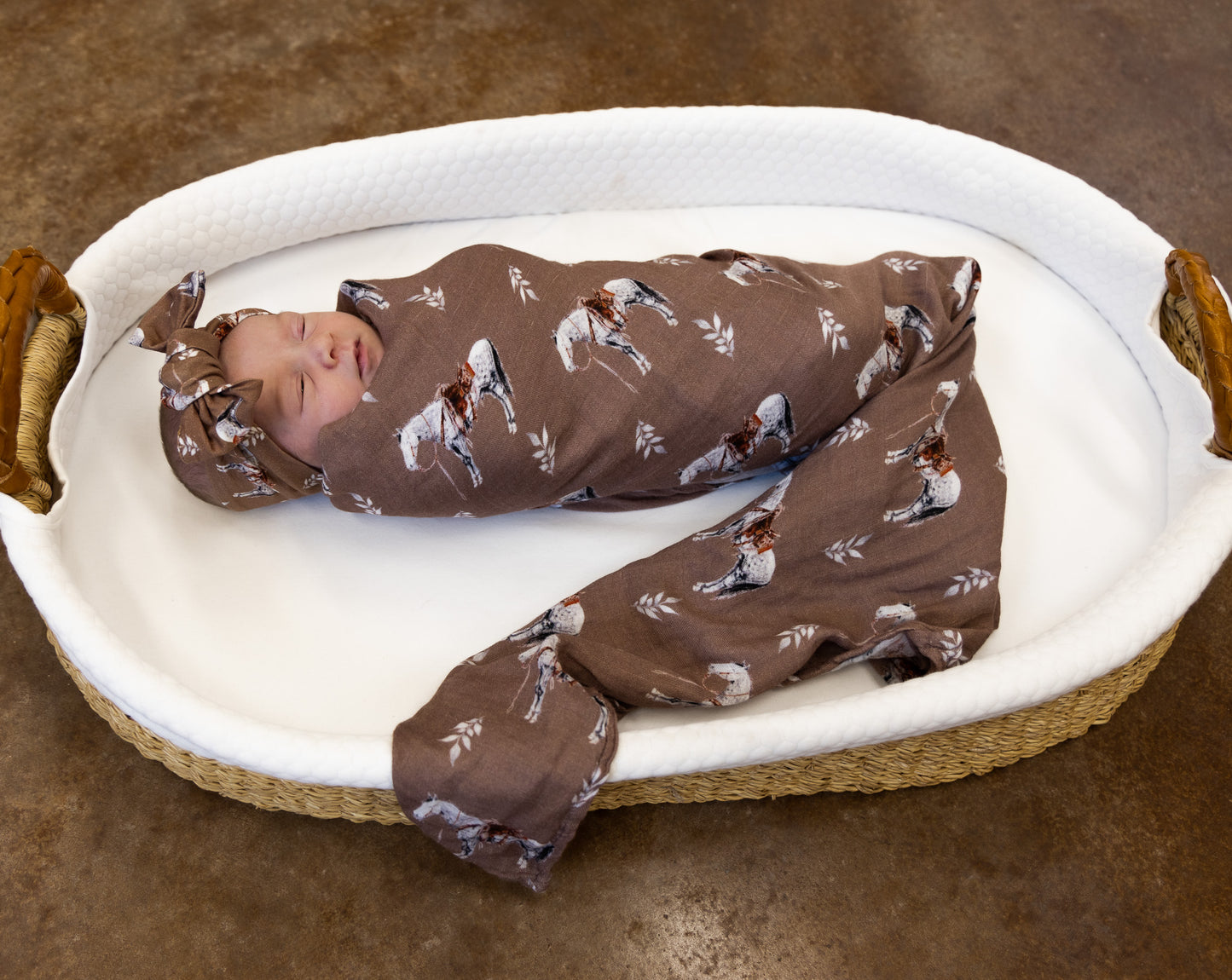 Almond Ranch Horse Bamboo Muslin Swaddle
